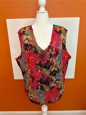Coldwater Creek Vintage Crinkle Texture Sequined Tapestry Tank Top XL